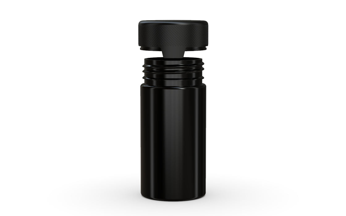 180CC/6FL.OZ/180ML Aviator CR - Contenant avec sceau intérieur et inviolabilité - noir opaque avec couvercle noir opaque