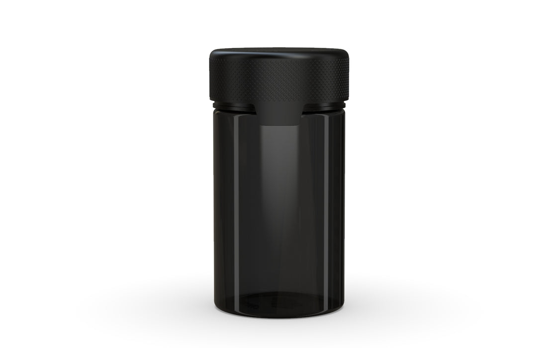 150CC/5OZ/150ML Aviator CR - Contenant avec sceau intérieur et inviolabilité - Noir translucide avec couvercle noir opaque