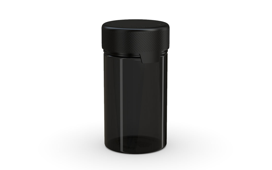 150CC/5OZ/150ML Aviator CR - Contenant avec sceau intérieur et inviolabilité - Noir translucide avec couvercle noir opaque