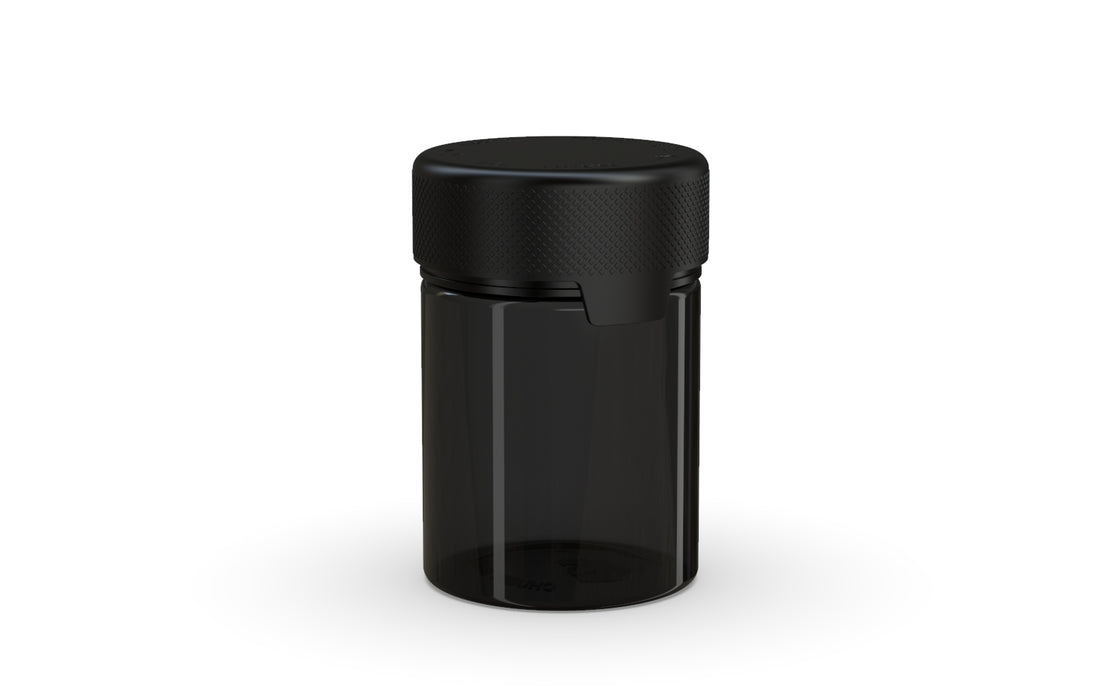 120CC/4OZ/120ML Aviator CR - Contenant avec sceau intérieur et inviolabilité - Noir translucide avec couvercle noir opaque