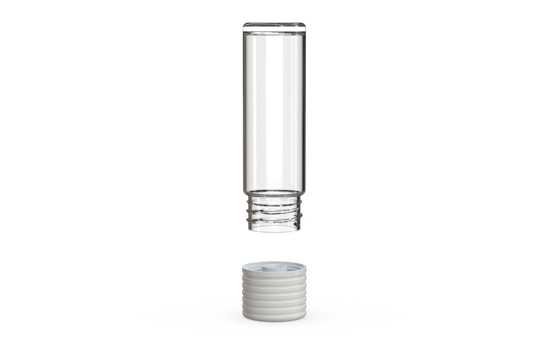 Cartouche 510 Spiral CR Container Flat Top - Clear Natural With Opaque White Lid