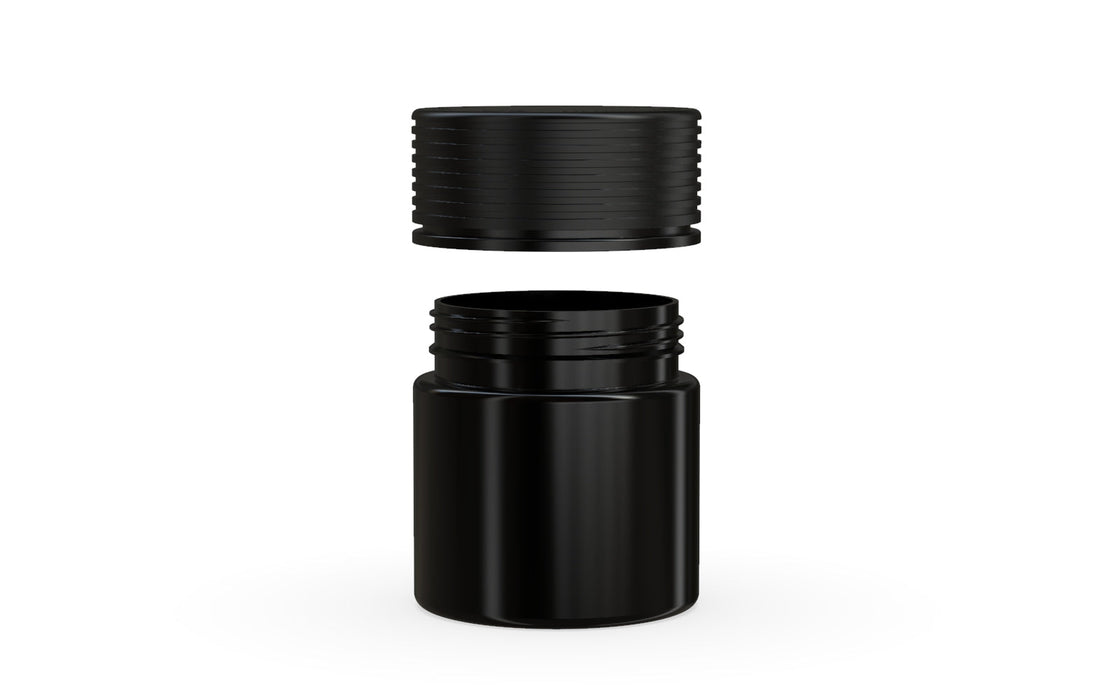 90CC/3FL.OZ Spiral CR - Contenant avec sceau intérieur et inviolabilité - noir opaque avec couvercle noir opaque