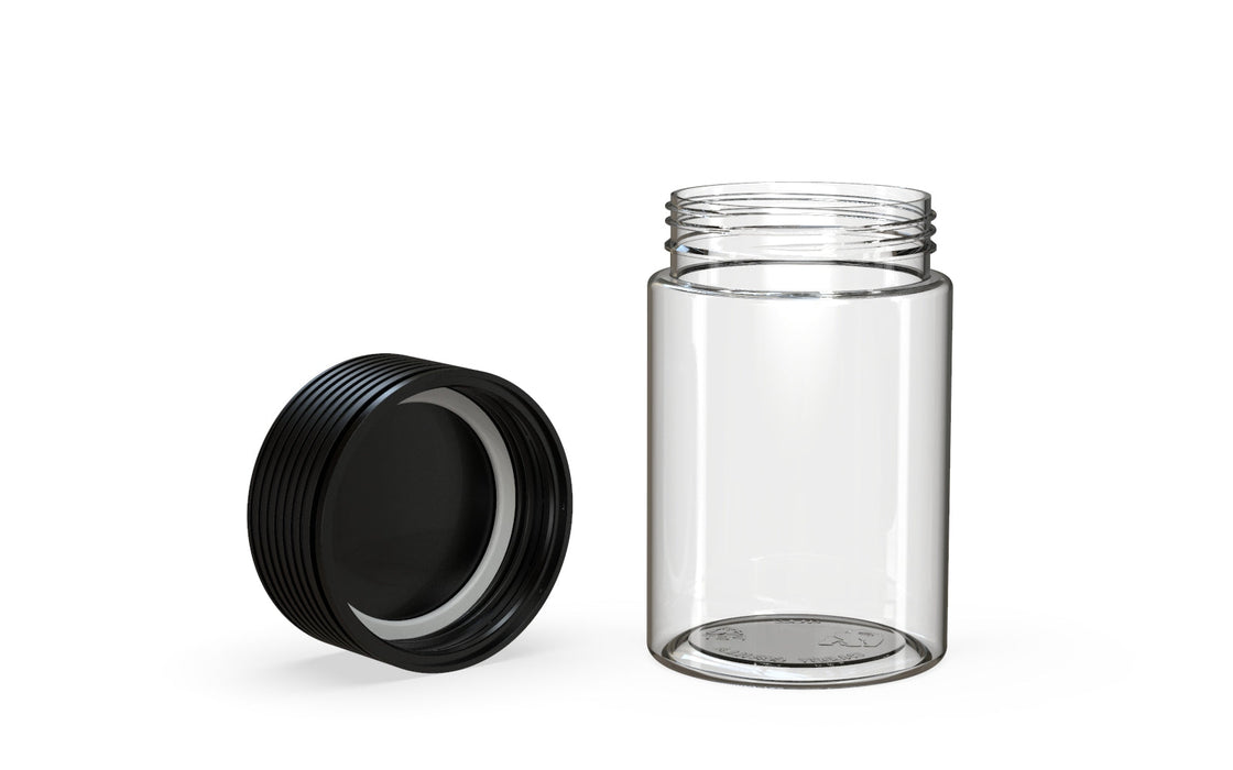 150CC/5OZ Spiral CR - Contenant avec sceau intérieur et inviolabilité - Naturel clair avec couvercle noir opaque