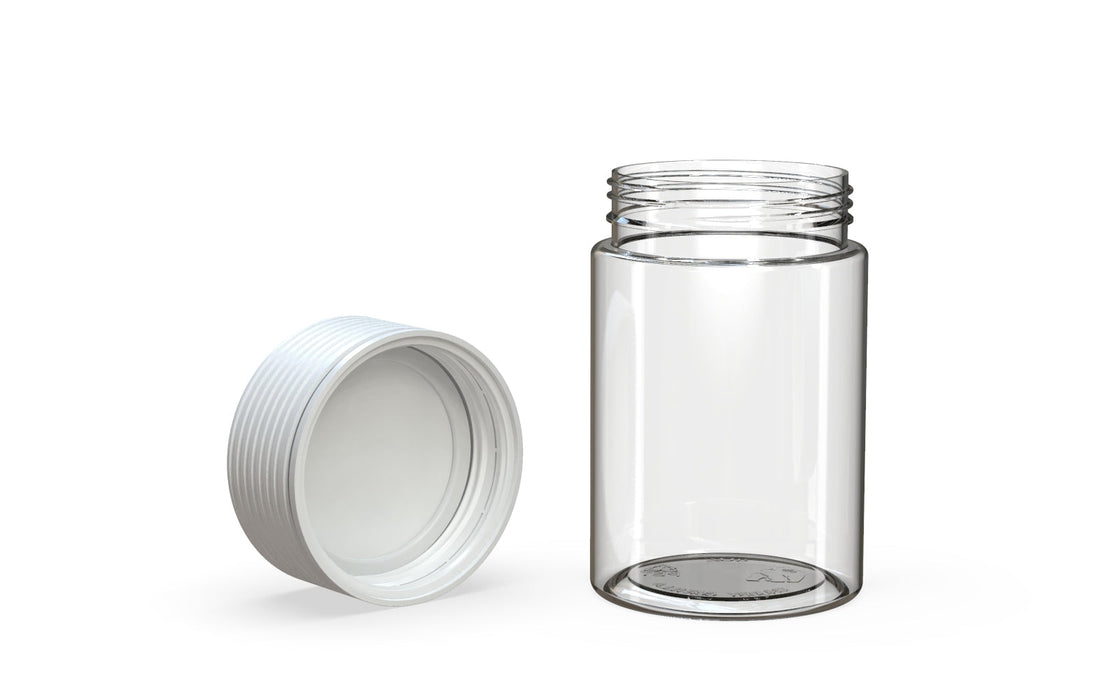 150CC/5OZ Spiral CR - Contenant avec sceau intérieur et inviolabilité - Naturel clair avec couvercle blanc opaque