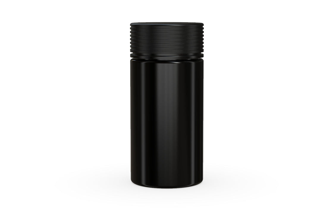 180CC/6FL.OZ Spiral CR - Contenant avec sceau intérieur et inviolabilité - noir opaque avec couvercle noir opaque