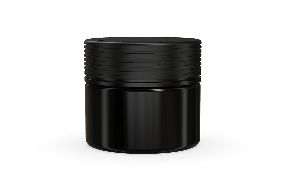 300CC/10FL.OZ Spiral CR - XL Container With Inner Seal & Tamper - Opaque Black With Opaque Black Lid