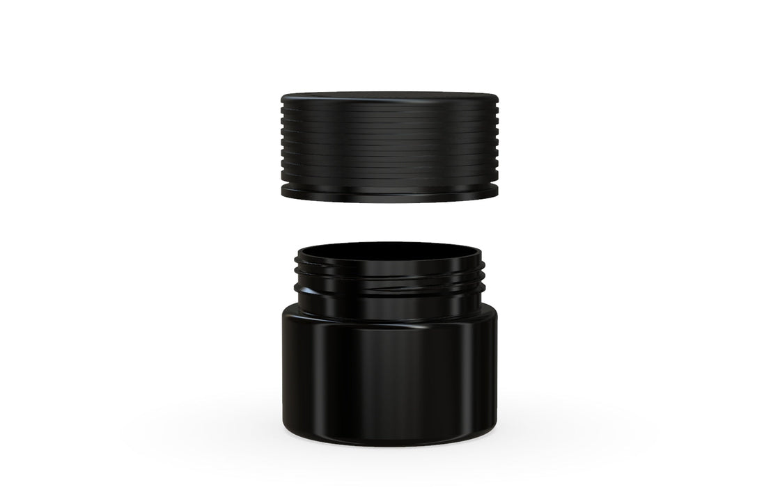 60CC/2FL.OZ Spiral CR - Contenitore con sigillo interno e manomissione - Nero opaco con coperchio nero opaco